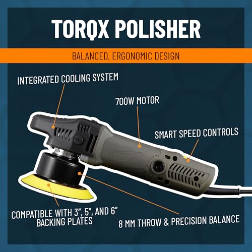 Chemical Guys TORQX Random Orbital Polisher, Pads, Polishes, and Compounds Kit - Car Polishing Kit Safe for Trucks, SUVs, ...