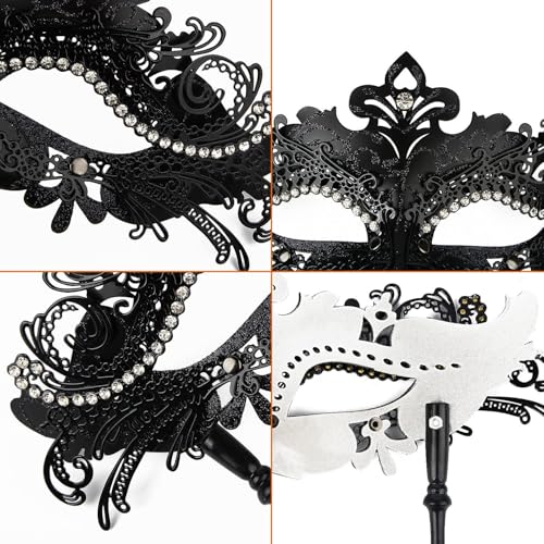 Hoshin Masquerade Mask with Stick, Mardi Gras Deecorations Venetian Masks for Womens
