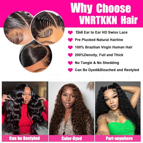 13x4 HD Deep Wave Lace Front Wigs Human Hair Wigs for Women 200% Density Curly Lace Front Wig Human Hair 22 Inch Deep Wave Frontal Wigs for Women Pre Plucked Deep Wave Wig Natural Hairline