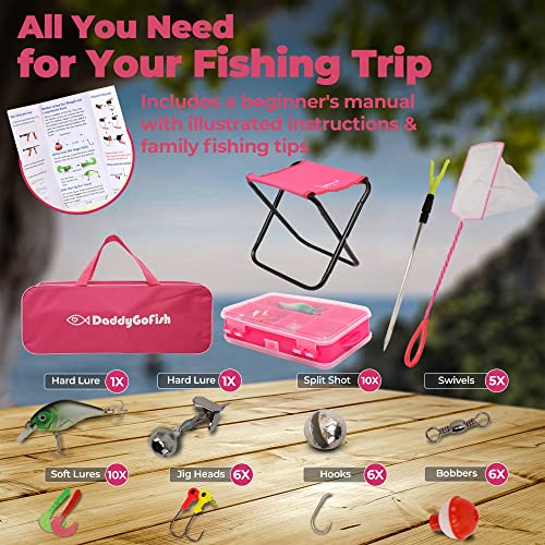 DaddyGoFish Kids Fishing Pole - Rod Reel Combo Tackle Box Starter Set - First Year Small Dock Gear Kit for Boys Girls Todd...