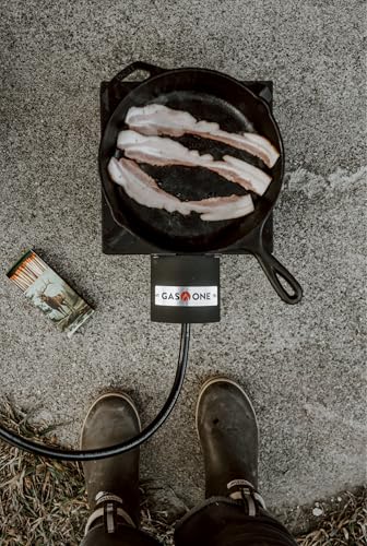 GasOne High Pressure Single Propane Burner - Outdoor Cooking with Heat Shield and Guard – Propane Burner Head for Camping,...
