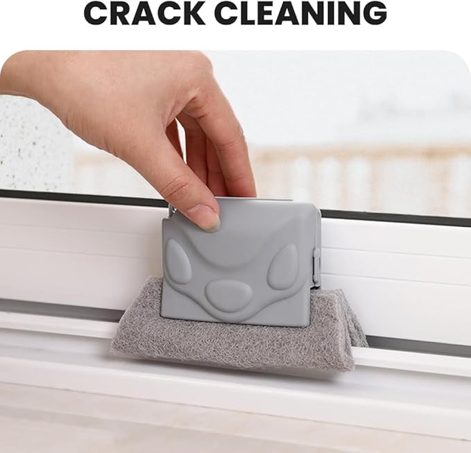 Window Groove Cleaning Brush,2024 New Hand-held Magic Window Track Cleaner Tools Set,Groove Cleaning Brush Window or Sliding Door for Sliding Door, Sill, Tile Lines, Shutter (Gray)