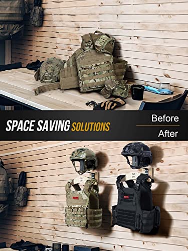 ONETIGRIS Tactical Gear Wall Mount, Motorcycle Helmet Holder Wall Mount Stand, Plate Carrier Rack Jacket Hanger Display Or...