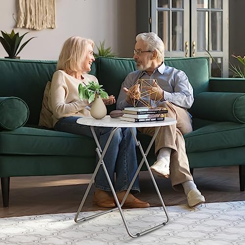 TV Tray Table, Round Folding Table, Foldable Snack Tray for Eating, Small Folding Table Set of 2, Dinner Table for Couch, ...