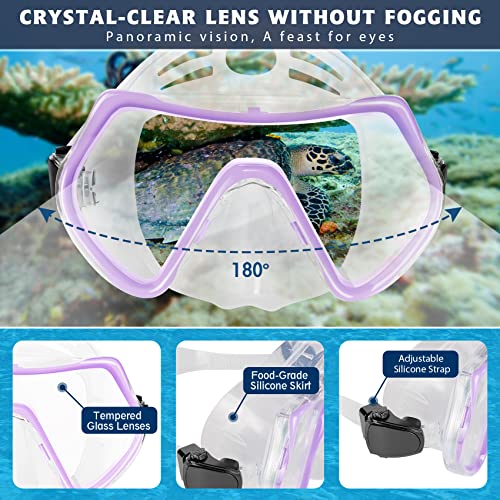 ZEEPORTE Mask Fin Snorkel Set, Travel Size Snorkeling Gear for Adults with Panoramic View Anti-Fog Mask, Trek Fins, Dry To...