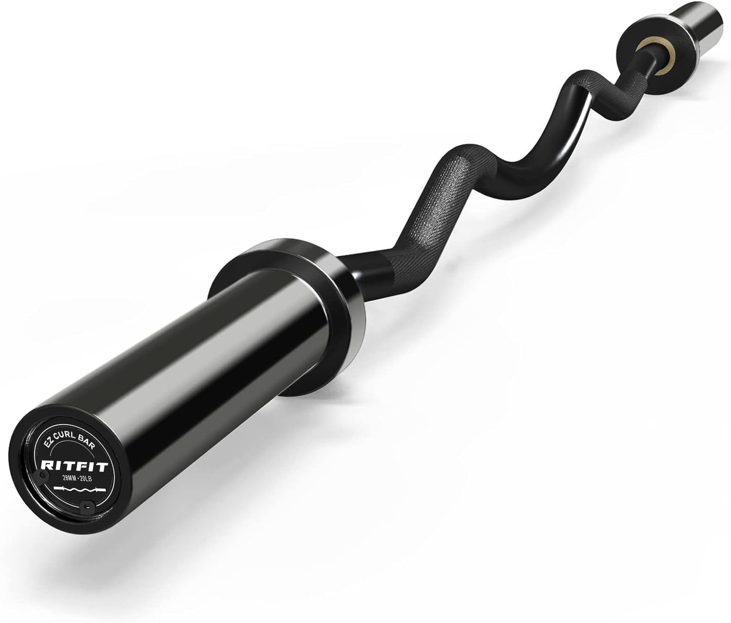 RitFit 2 Inch EZ Curl Bar with Weights, 350LBS Weight Capacity Olympic Curl Barbell for Bicep, Tricep and Weight Lifting Exercises