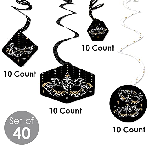 Big Dot of Happiness Masquerade - Venetian Mask Party Hanging Decor - Party Decoration Swirls - Set of 40