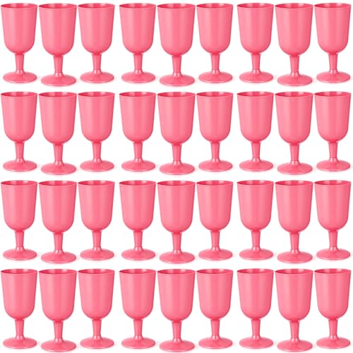 Jingmore 96 Pcs Valentine's Day Plastic Wine Glasses with Stem 7 oz Plastic Goblets for Party Disposable Wine Cup Champagn...