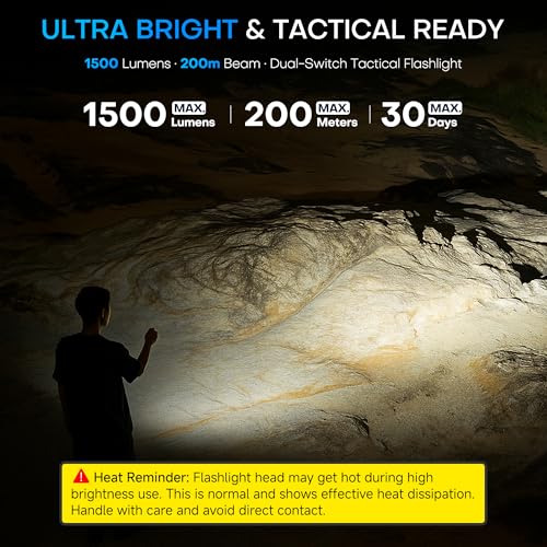 PASIION EDC Tactical Flashlight, Flat Flashlights Rechargeable,Dual-Switches LED Small Flashlight with Digital Display,Sta...