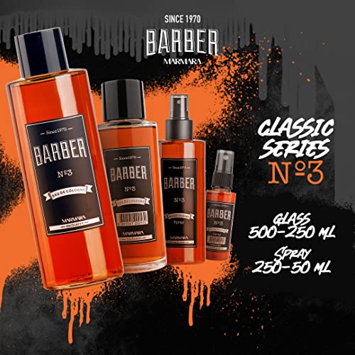 Marmara Barber Cologne - Best Choice of Modern Barbers and Traditional Shaving Fans Glass Bottle (500 ml, No3)
