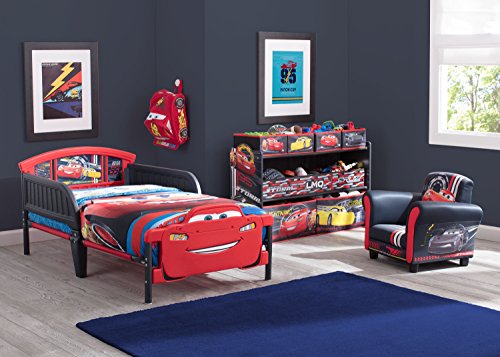 Delta Children 3D-Footboard Toddler Bed, Disney/Pixar Cars 3 + Delta Children Twinkle Galaxy Dual Sided Recycled Fiber Core Toddler Mattress (Bundle)