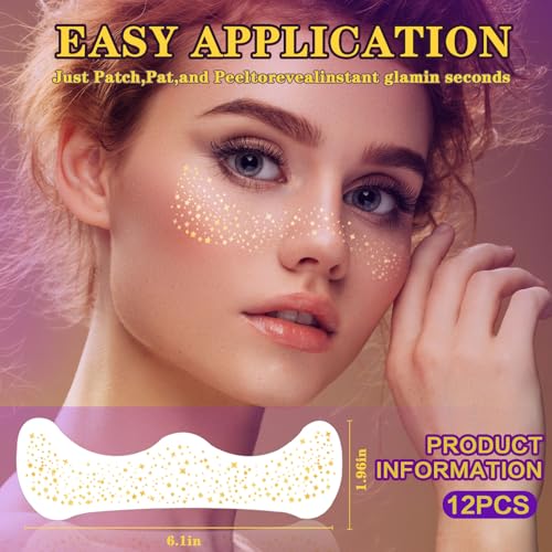 Obfuscate Glitter Freckles Face Tattoo, Makeup Patch-Waterproof Faux FrecklesFace Glitter Speckles Patches Cute Glitter Ma...