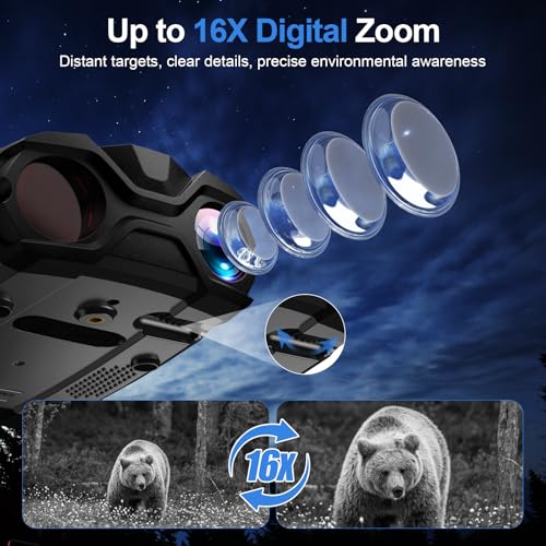 WARMTUYO Night Vision Goggles, 4K Infrared Binoculars with Camera, 9 Gear Night Vision with 5000mAh Battery, 16X Digital Z...