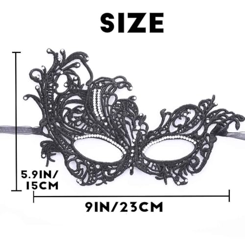 Obmyec Masquerade Lace Mask Women Black Masks Proms Face Mask Halloween Eye Mask Costume Party for Women and Girls