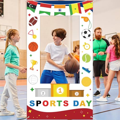 Sports Birthday Party Decorations Photo Booth Props All Star Party Banner Basketball Football Baseball Soccer Backdrop Int...