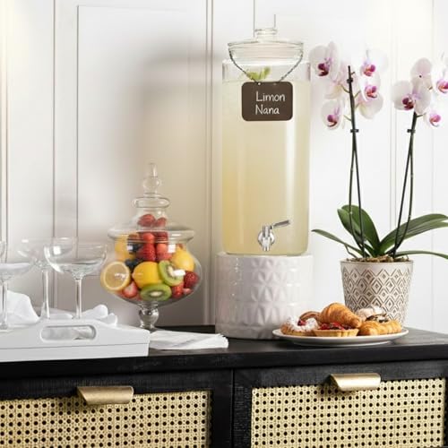 3 Gallon Glass Beverage Dispenser & Spigot – Large Drink Dispenser for Parties, Juice, Water, Iced Tea, Sangria, Punch, Co...