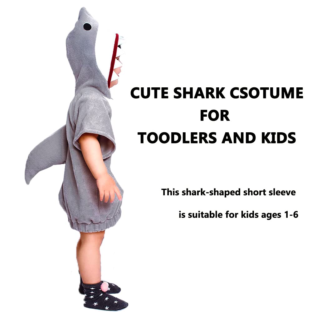 EraSpooky Shark Short Hoodie for Kids Boys Toddler Shark Costume Halloween Animal Outfit Short Sleeve