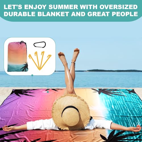 Koaizhsen Beach Blanket Waterproof Sandrproof Large Beach Mat 79" X 118" for 2-8 Adults Quick Drying Outdoor Picnic Mat 4 ...