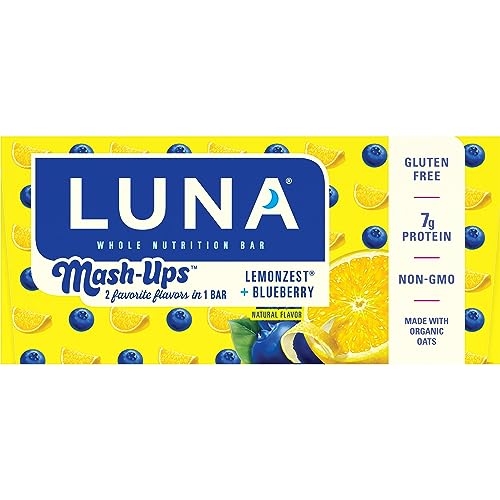 LUNA Bar - Mash-Ups LemonZest + Blueberry Flavor - Snack Bars - Non-GMO - Gluten-Free Protein Bars - Made with Organic Oats (15 Pack)