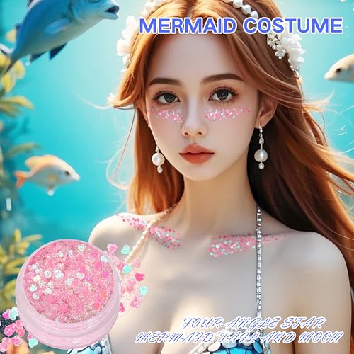 Paminify Pink Face Hair Glitter Gel,10g/pc Body Glitter Mermaid Costume,Singer Concert Outfit for Women,Sparkling Glitter ...