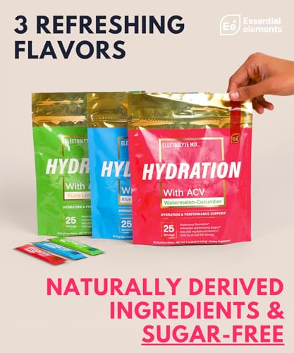 Essential Elements Hydration Packets - Electrolytes Powder Packets Sugar Free - 24 Stick Packs of Electrolytes Powder No S...