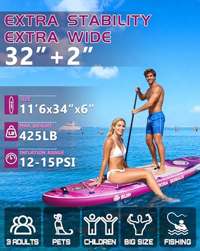 ESUP 11’6 ×34" Extra Wide Paddle Board Inflatable with Premium Sup Board Accessories, Extra Stable Stand Up Paddleboards f...