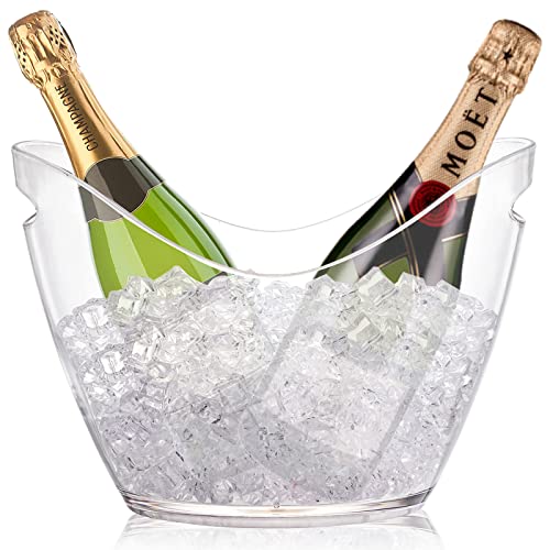 Yesland Ice Bucket, Clear Acrylic 3.5 Liter Storage Tub, Beer Bucket Beverage Chiller Bin for 2 Wine, Champagne Bottles, B...