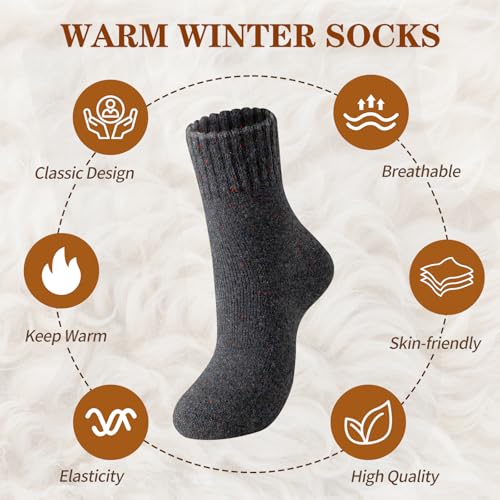 Nimalpal Wool Socks for Women - 5 Pairs Crew Warm Socks for Women Classic Women's Winter Soft Crew Sock Ladies Gifts