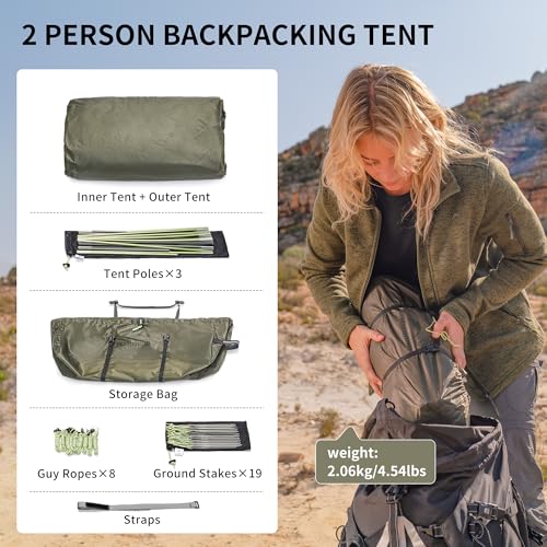 Naturehike Opalus UL 4 Season Tents for Camping, Windproof 2-3 Person Winter Camping Tent, Double Layer Cold Weather Tunne...