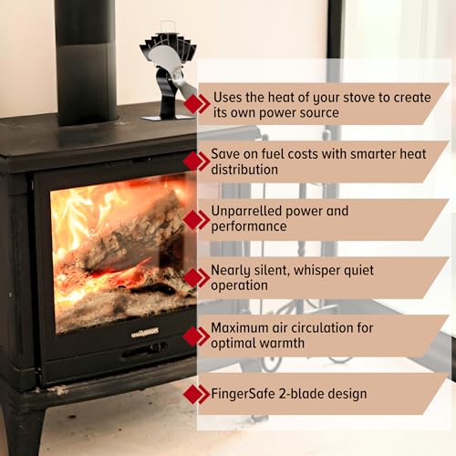 Ecofan UltrAir Heat Powered Stove Fan - Powerful Classic Design, High Performance, Perfect for Wood Stoves, 125 CFM - Circ...