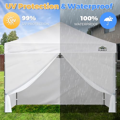 FLAGLY 10x10 Pop Up Canopy Sidewall - 1 PC 300D Waterproof Attachable Tent Wall, Privacy Shade for Outdoor Events, Vendor ...