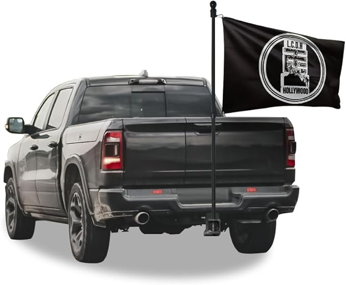 5ft Premium Tangle-Free Carbon-Fiber Flag Pole with 2 Flag Rings, Ideal for Trucks, SUVs, or Vehicles – Compatible with 2x...