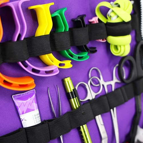 Lightning X Custom Embroidered Trauma Kit & Large EMT Bag w/ 250+ First Aid Supplies & Customized Name Patch | Purple