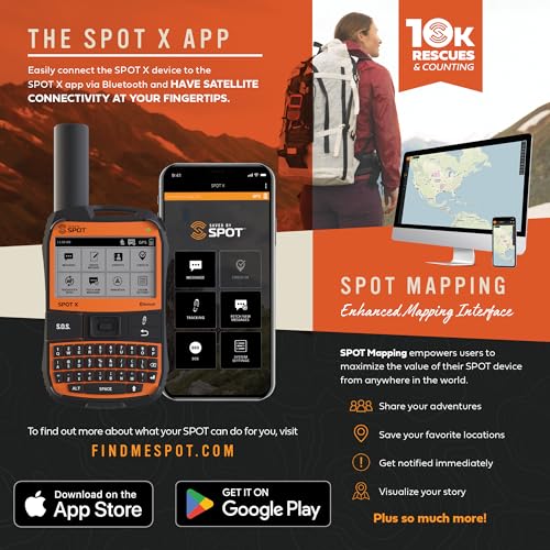 Spot X with Bluetooth 2-Way Satellite Messenger | SOS Protection | Handheld Portable 2-Way GPS Messenger for Hiking, Campi...