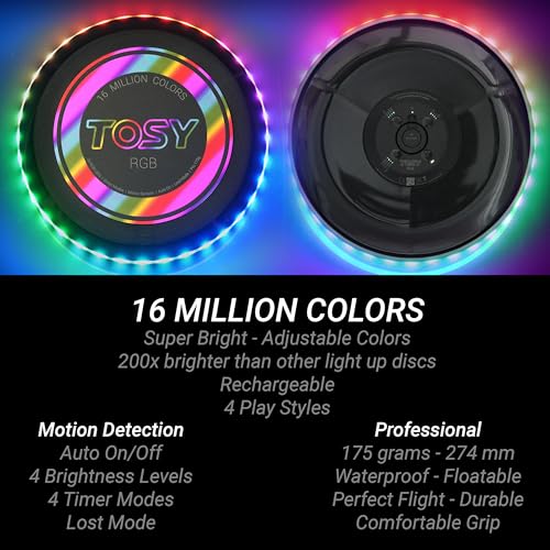 TOSY Flying Disc - 108 RGB Multicolor or 36 Monocolor LEDs, Super Bright, Smart Modes, Christmas Stocking Stuffers Gift, C...
