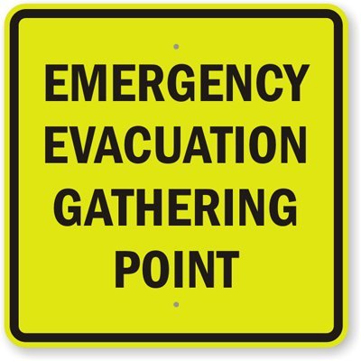 SmartSign "Emergency Evacuation Gathering Point" Fire Drill Sign | 18" x 18" Fluorescent Diamond Grade Reflective Aluminu...