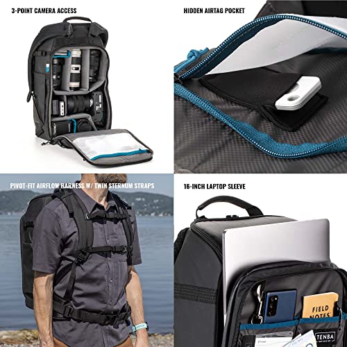 Tenba Axis v2 24L Camera Backpack for DSLR and Mirrorless Cameras and Lenses Plus a 16-inch Laptop – Black (637-756)