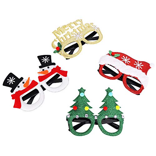 Max Fun 12Pcs Christmas Glasses Glitter Holiday Party Glasses Frames Christmas Decoration Accessories Costume Eyeglasses f...