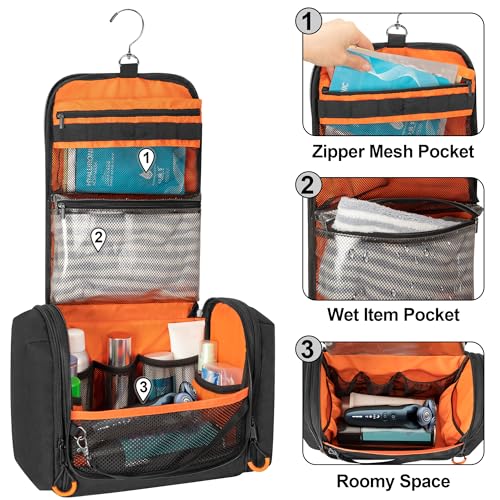 Prokva Tactical Toiletry Travel Bag for Men, Hanging Dopp Kit Hygiene Bag Shower Organizer with Hook for Toiletries and Sh...