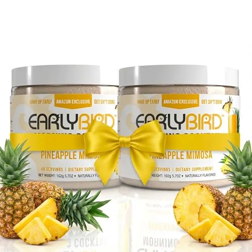 EarlyBird Energy Drink Powder, Morning Cocktail Pineapple Mimosa, Zero Sugar Electrolytes with Amino Acids, Electrolytes P...