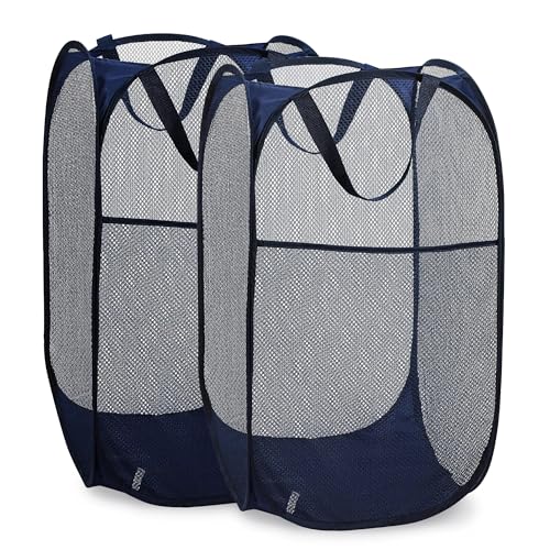 Handy Laundry Collapsible Mesh Pop Up Hamper with Wide Opening and Side Pocket - Breathable, Sturdy, Foldable, and Space-S...