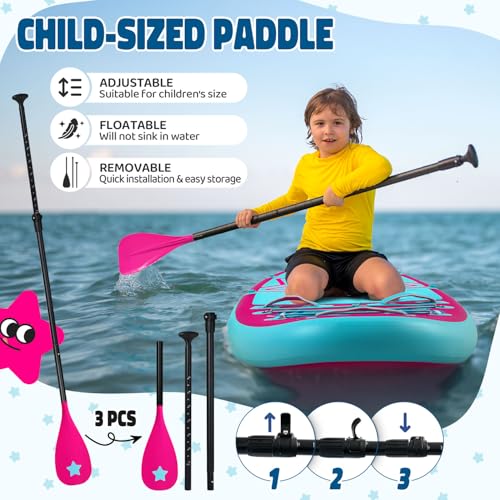 Kids Paddle Board with SUP Accessories, Child Paddle Board Durable, Lightweight, Stable Design, Wide Non-Slip Deck, 7ft 7....