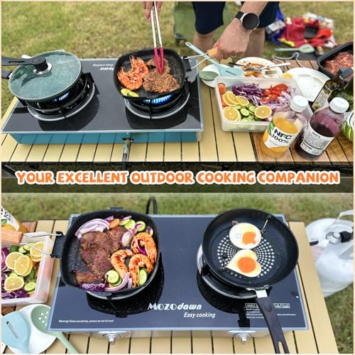 MOZODAWN 2 Burner Propane Stove Outdoor Portable Gas Stove, 30000 BTU Propane Burner with Cast Iron Honeycomb Stove Head, ...