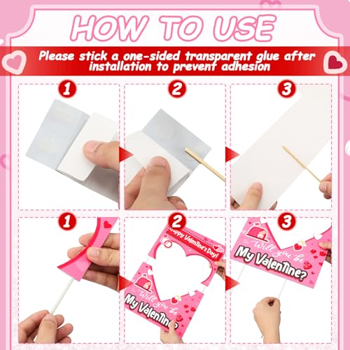 Suncalla 34 Pcs Valentine's Day Photo Booth Props Kit Red Pink Celebrate Valentine Day Photo Props Funny Hat Glasses Headb...