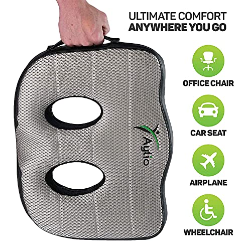 Aylio Socket Seat Cushion for Sit Bone and Back Pain Relief, Butt, Tailbone, Hip, Hamstring, Posture Support - Memory Foam Comfort Ischial Tuberosity Pillow for Desk Chair or Car
