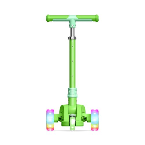 Jetson Bloom Go & Grow Kids 3-Wheel Light-Up Kick Scooter, Lights on Stem & Wheels, Adjustable Height Handlebar, Rear Brake, Easy-Folding Mechanism, Ages 3+, Green, JBLOOM-GRN