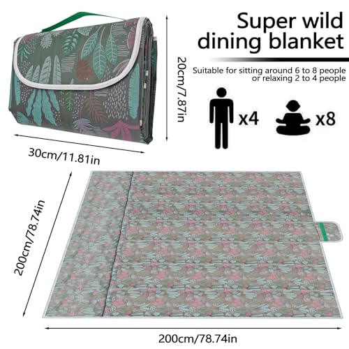 SNOMEL Outdoor Picnic Blanket Waterproof Foldable, 78.7'' x 78.7'' Large Park Beach Blanket, Fold Up Picnic Mat Sand Free ...
