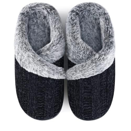 Slippers for Women Fuzzy House Slip on Indoor Outdoor Bedroom Furry Fleece Lined Ladies Comfy Memory Foam Female Home Shoe...