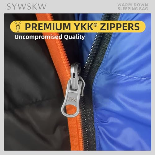 SYWSKW Down Sleeping Bag with Pillow for Backpacking,15℉ 5℉ 0℉ Wide Down Sleeping Bag (86.6 in x 33.5 in) for Adults,Youth...