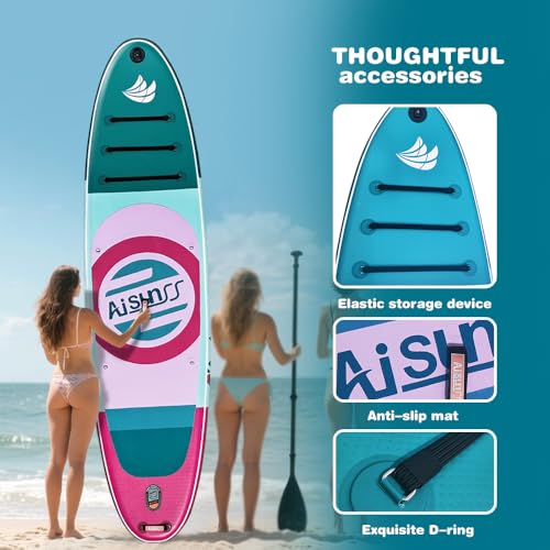 AISUNSS 11' x 34'' SUP Board All Around Board Premium SUP, Yoga Board with SUP Accessories Include Non-Slip mat, Waterproo...